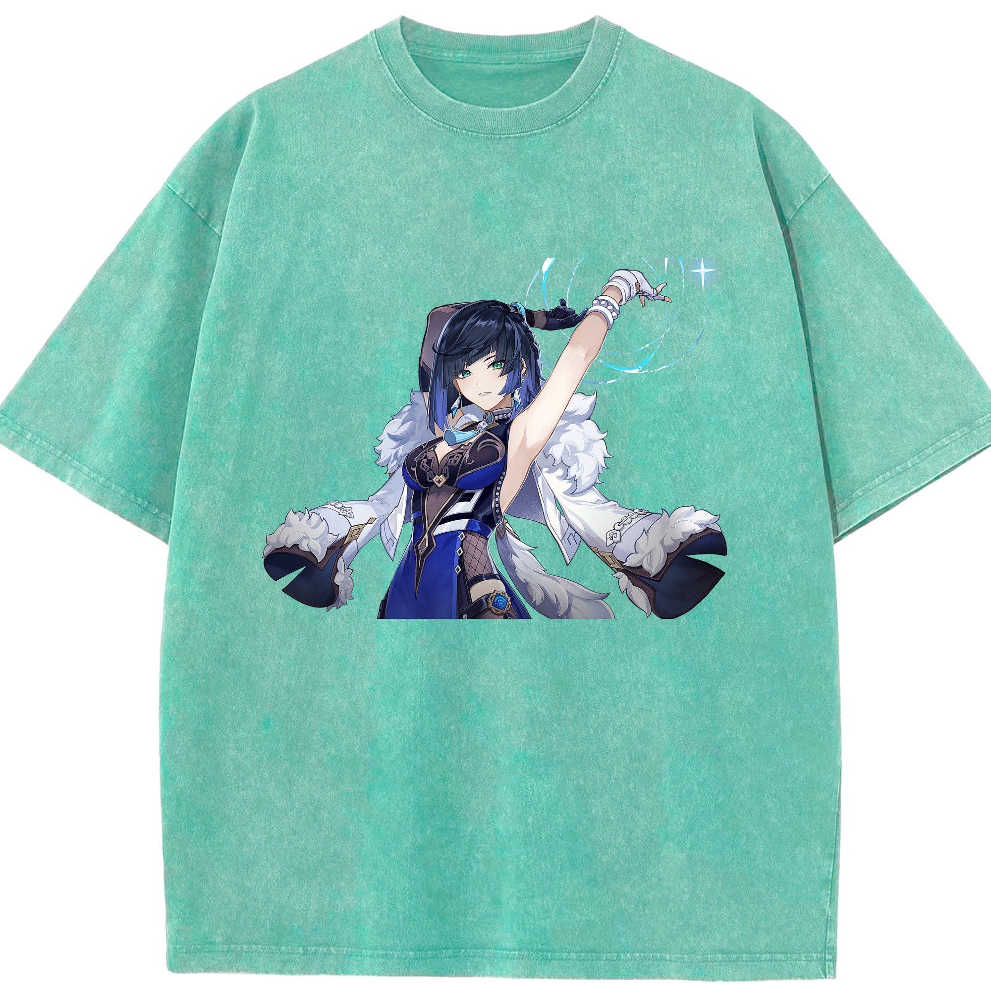 げんし神 夜兰 やらん genshin Yaran 綿100% ヴィンテージ風 半袖Tシャツ（フロントプリント）